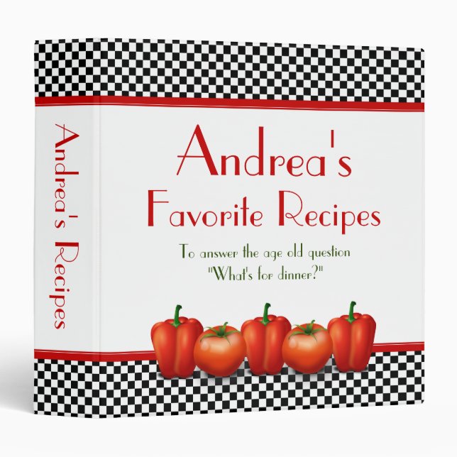 Black and White Chequerboard Recipe Binder (Front/Spine)