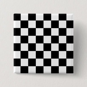 Black and White Chequerboard Retro Hipster 2 Inch Square Button