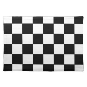 Black and White Chequerboard Retro Hipster Placemat