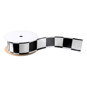 Black and White Chequerboard Satin Ribbon