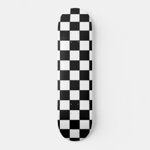 Black and White Chequerboard Skateboard Deck