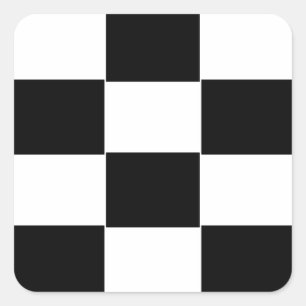 Black and White chequerboard Square Sticker