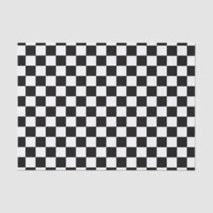 Black and White Chequerboard Squares Tissue Paper