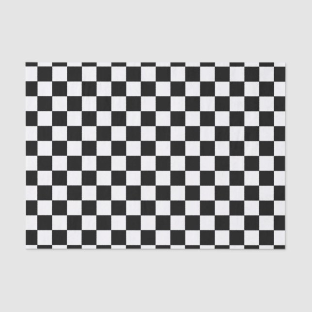Black and White Chequerboard Squares Tissue Paper (Front)