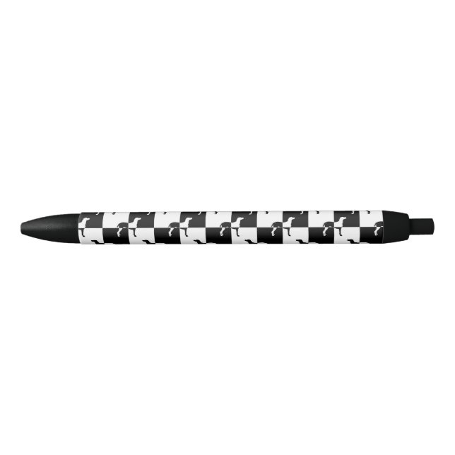 Black and White Chequerboard Weimaraner Black Ink Pen (Front)