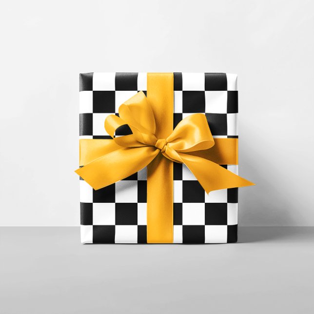 Black and White Chequerboard Wrapping Paper (Black and White Checkerboard Wrapping Paper)