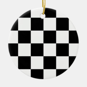 Black and White Chequered Auto Racing Flag Ceramic Ornament