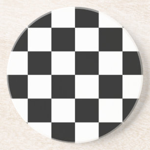 Black and White Chequered Auto Racing Flag Coaster