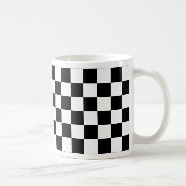 Black and White Chequered Auto Racing Flag Coffee Mug (Right)