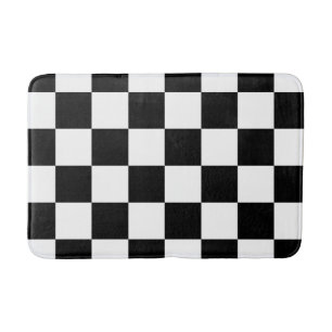 Black and White Chequered Bath Mat