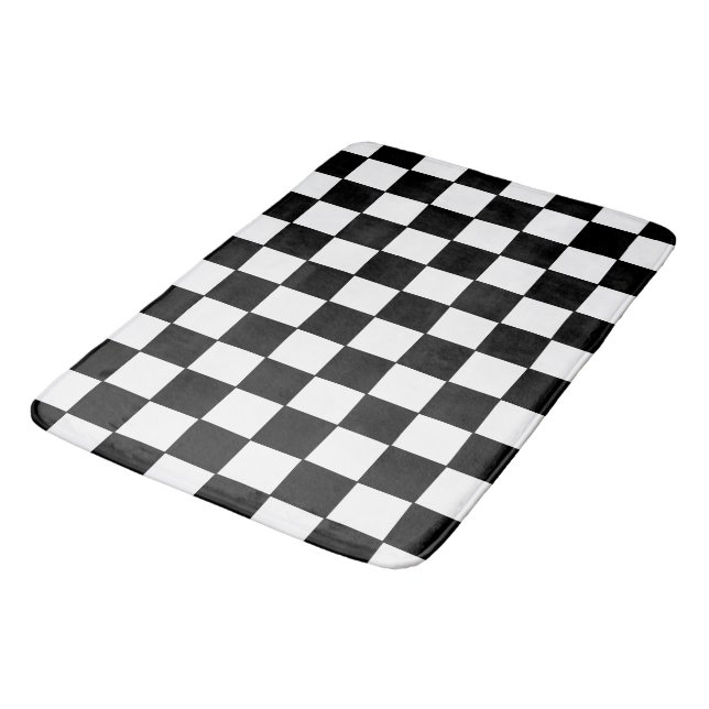 Black and White Chequered Bath Mat (Angled)