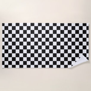 Black and White Chequered Beach Towel