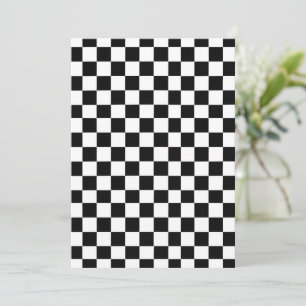 Black and White Chequered Birthday Party Invitation