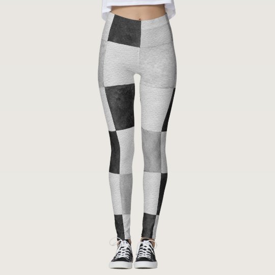 Black and White Chequered Board Leggings