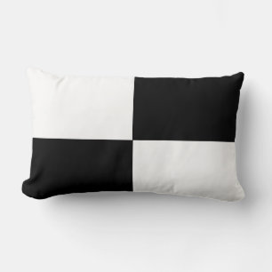 Black and white chequered board  pattern lumbar pillow