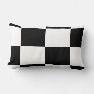 black and white chequered board  pattern lumbar pillow