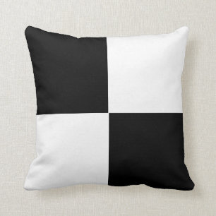 black and white chequered board  pattern throw pillow