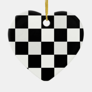 Black and White Chequered Ceramic Ornament