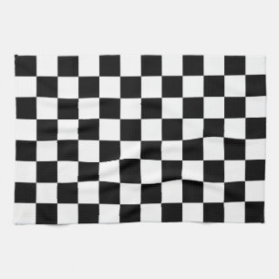 Black and White Chequered Chess Retro Kitchen Towel
