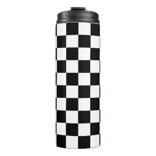Black and White Chequered Chess Retro Thermal Tumbler