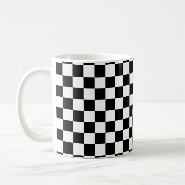Black and White Chequered Classic Mug (Left)