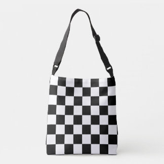 Black and White Chequered Crossbody Bag