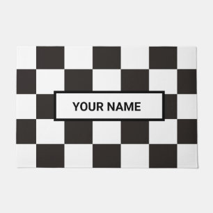 Black and White Chequered Doormat