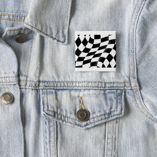 Black And White Chequered Flag 2 Inch Square Button