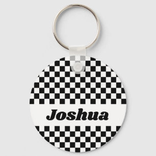 Black and White Chequered Flag Keychain