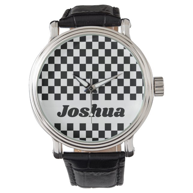Black and White Chequered Flag Watch (Front)
