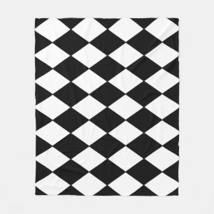 Black and White Chequered Fleece Blanket