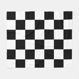 Black and White Chequered Fleece Blanket