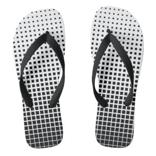 Black and White Chequered Flip Flops