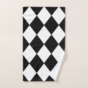 Black and White Chequered Hand Towel