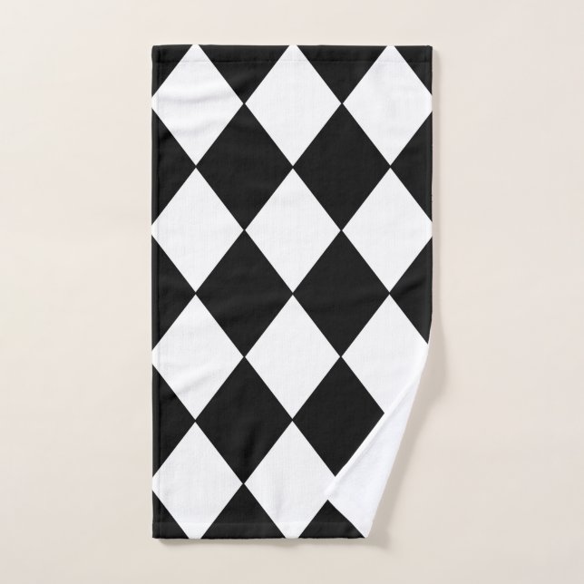Black and White Chequered Hand Towel (Hand Towel)