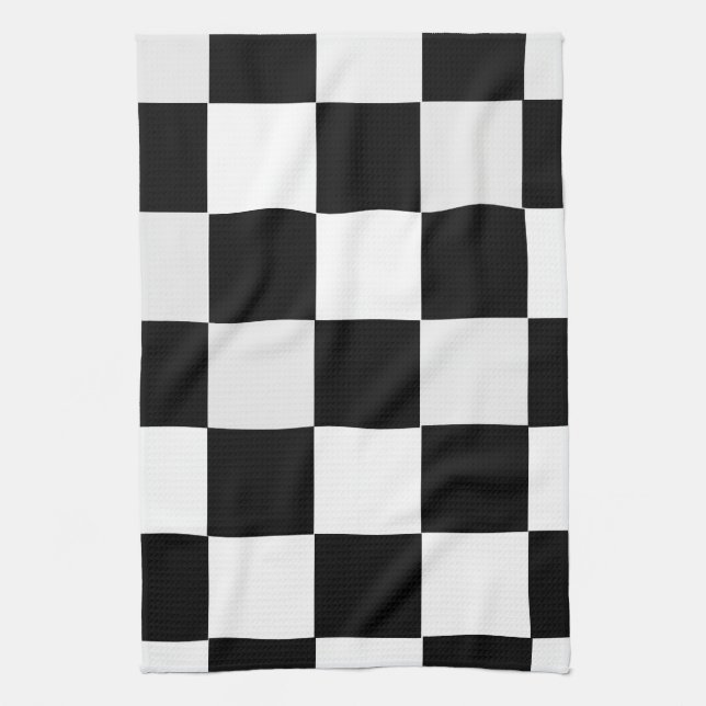 Black and White Chequered Kitchen Towel (Vertical)
