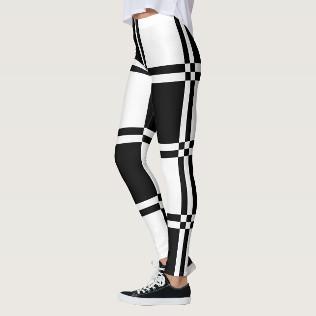 Black and White Chequered Leggings (Left)