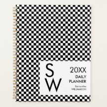 Black And White Chequered Monogram Personalized