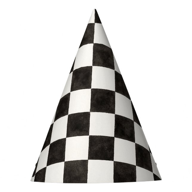 Black and White Chequered Party Hat (Front)