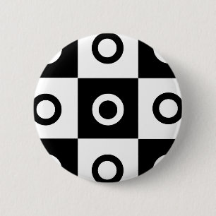 Black and white chequered pattern 2 inch round button