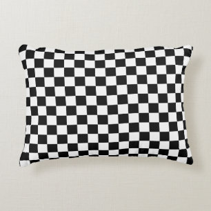 Black and white chequered pattern accent pillow