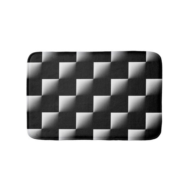 Black and White Chequered Pattern Bath Mat (Front)