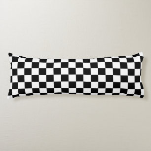 Black and white chequered pattern body pillow