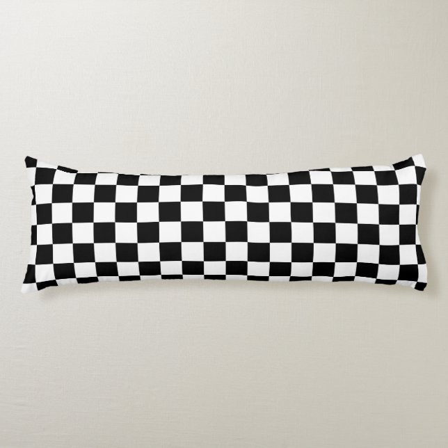 Black and white chequered pattern body pillow (Front)