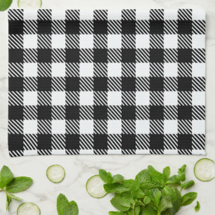 Black and White Chequered Pattern Buffalo Plaid  Kitchen Towel