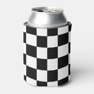 Black and white chequered pattern can cooler