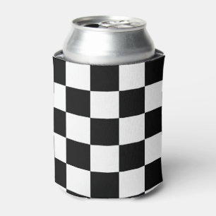 Black and White Chequered Pattern Can Cooler