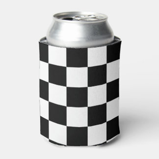 Black and White Chequered Pattern Can Cooler