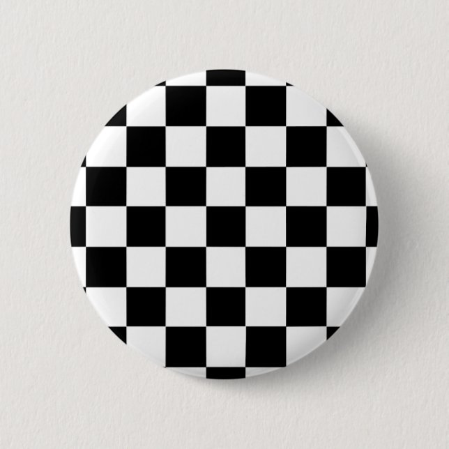 Black and White Chequered Pattern Chequerboard 2 Inch Round Button (Front)