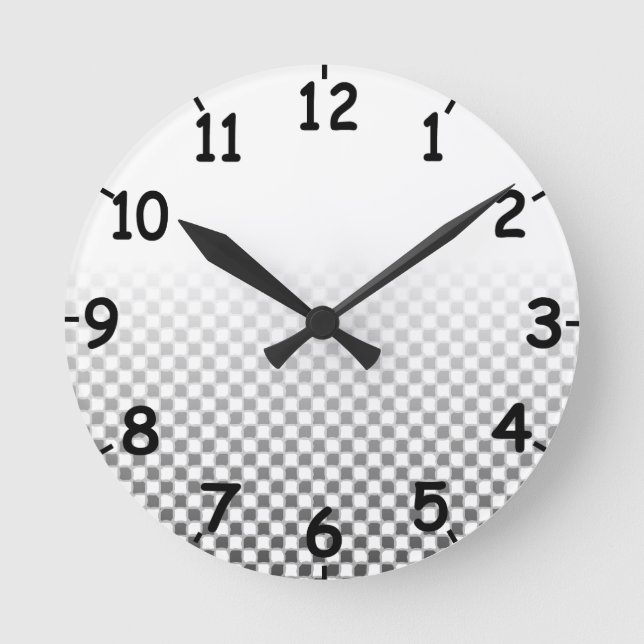 Black and White Chequered Pattern Clock (Front)